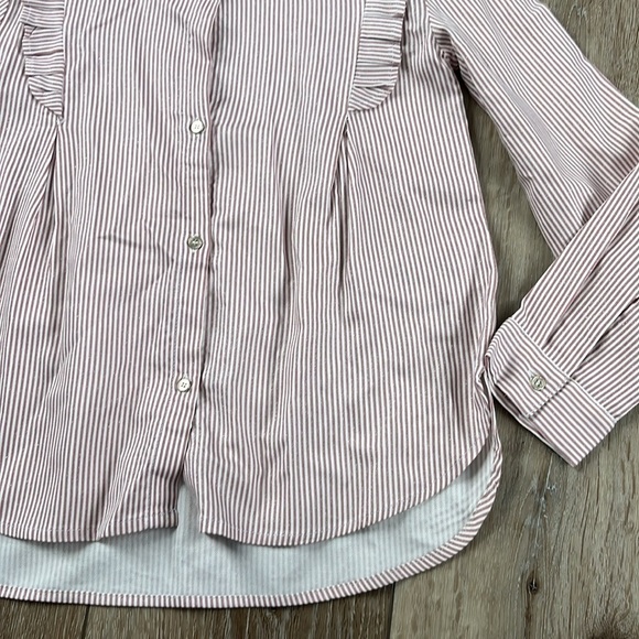 Mayoral Striped Button Down Striped Pink & White Blouse with a Shimmer - Picture 4 of 8